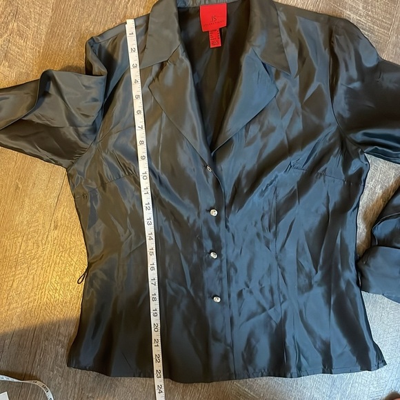 JS Collections Gray Satin Rhinestone Button Blazer Jacket or Blouse size 8 - Picture 14 of 15